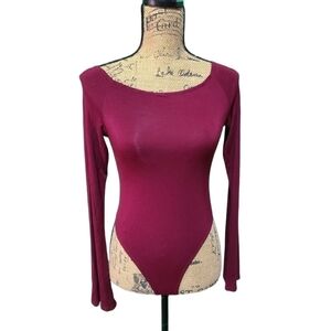 ETIQUETTE |  Red Long Sleeve Plain Bodysuit